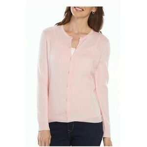 Croft & Barrow Baby Pink Blush Pink Button Front Cardigan Sweater Large